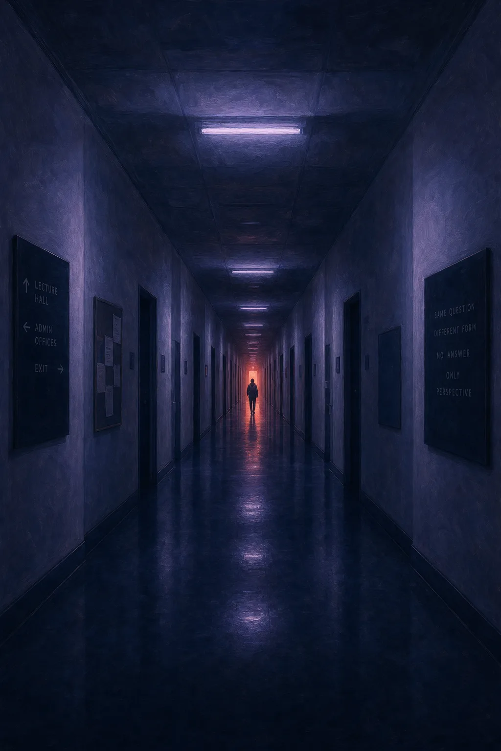 nowhere to go tonight but into the hallway where the thinking doesn't converge