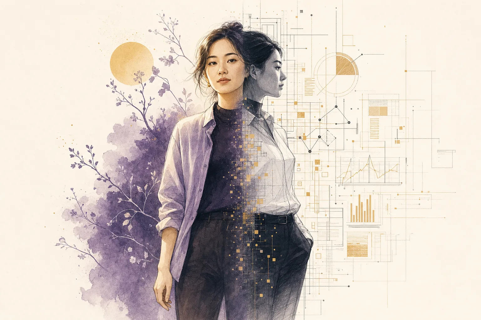 two figures, one light — the twin